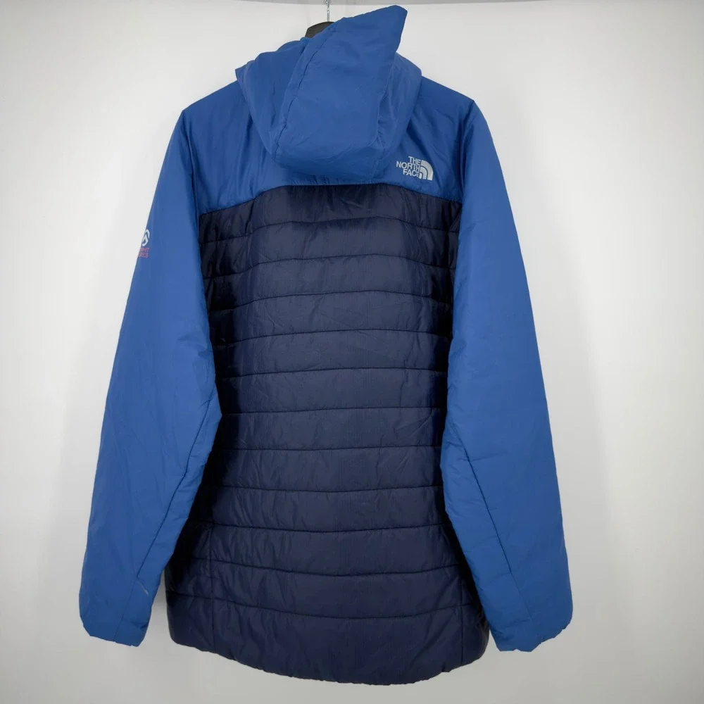 North Face Summit Series Large Mens Puffer Jacket Blue Insulated Full Zip FLAW